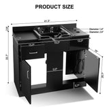 #10093 Shampoo Station with Shampoo Bowl and Drawer, All in One Backwash Sink with USB, 110V Outlets, Hair Dryer Holes and P Trap Artist hand