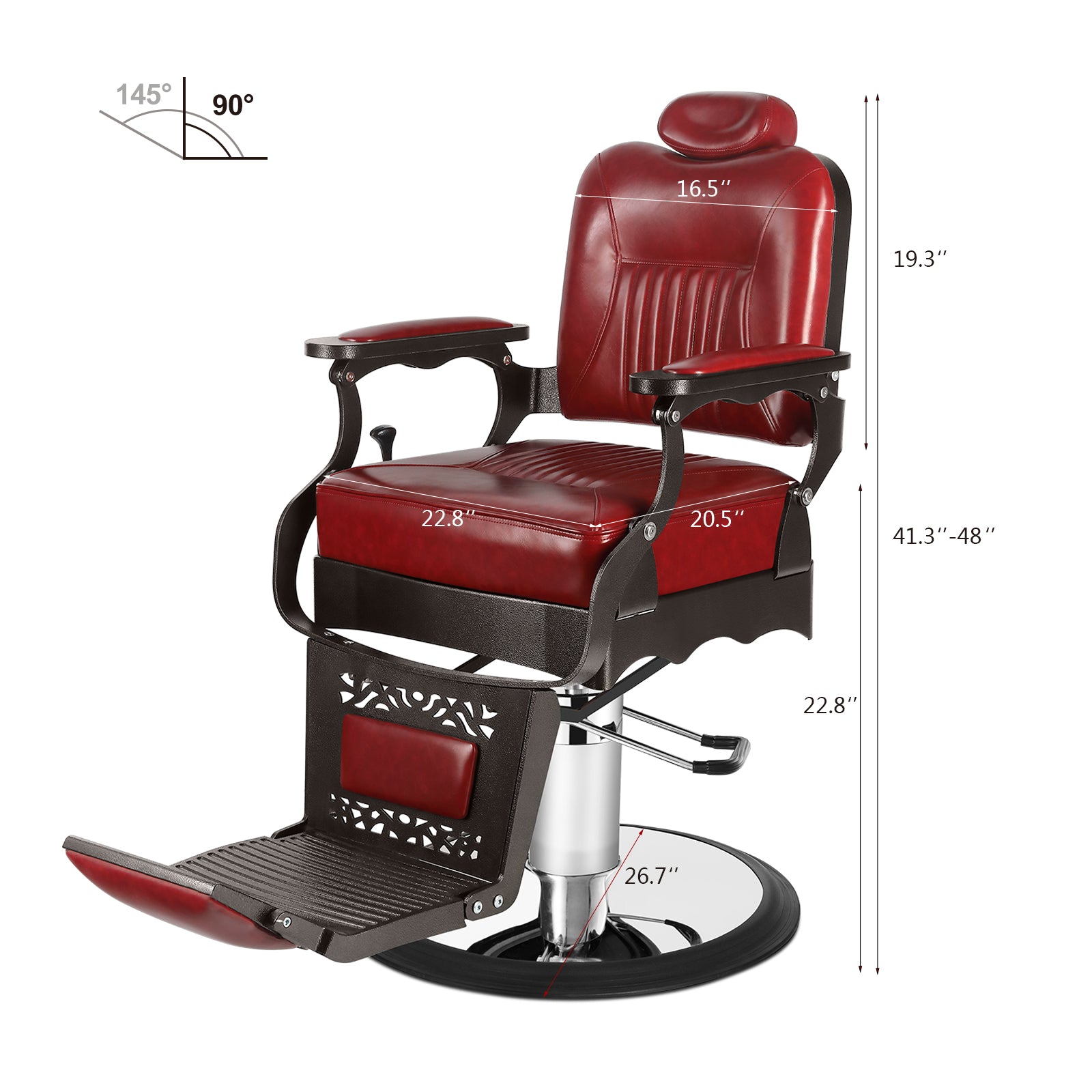 #5123 Vintage Heavy Duty Hydraulic Reclining Barber Chair