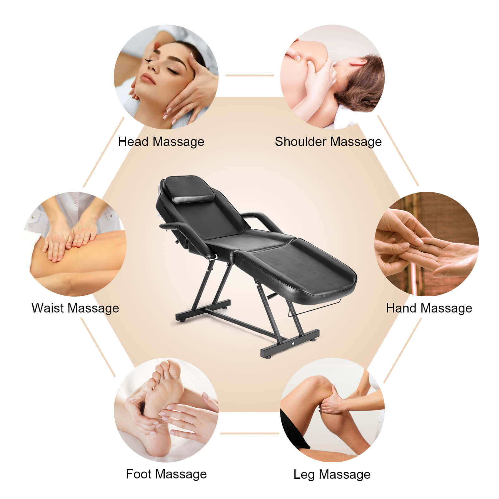 Mesa de masaje n.° 2002 Camilla de masaje ajustable con taburete gratis