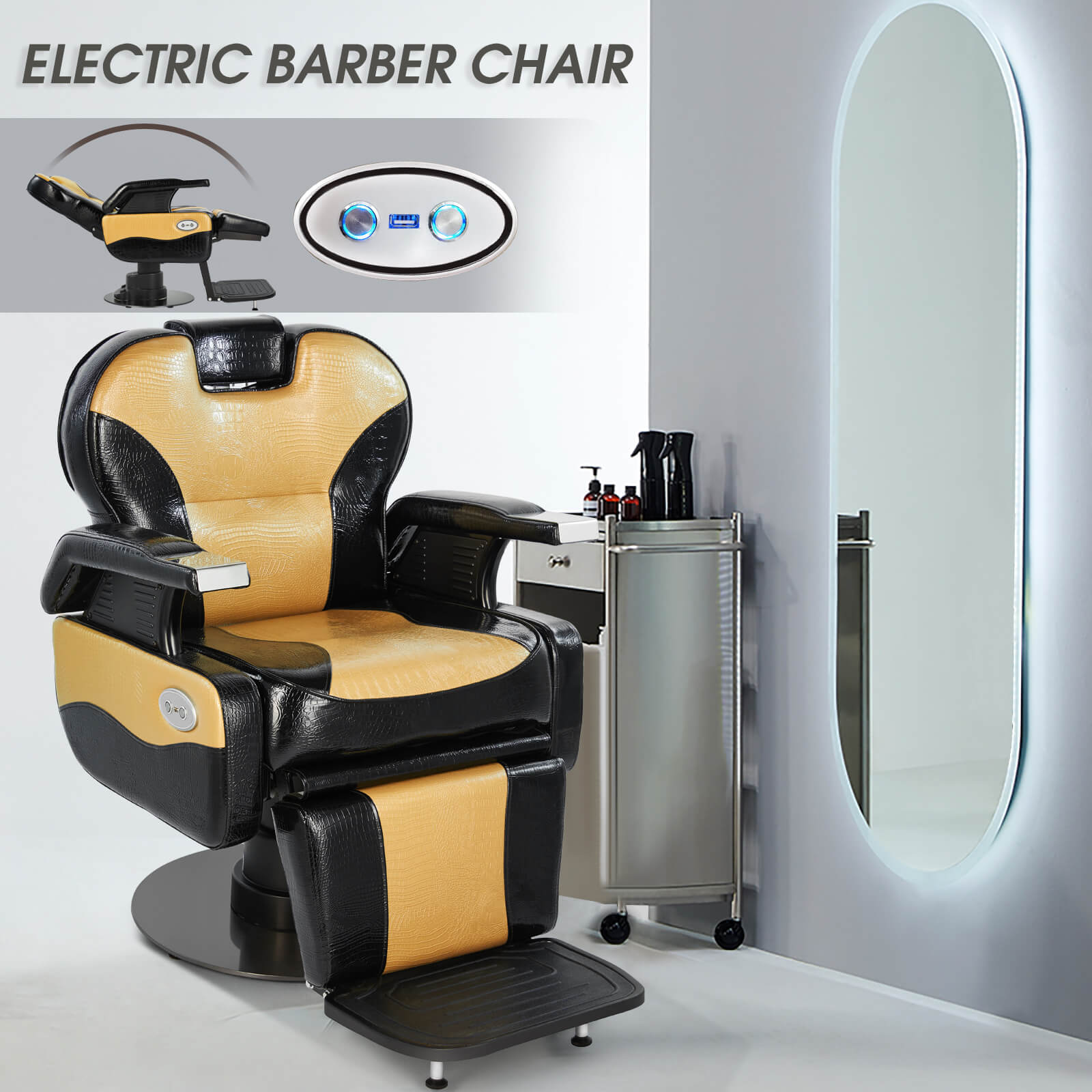 Silla de peluquero reclinable eléctrica para trabajo pesado