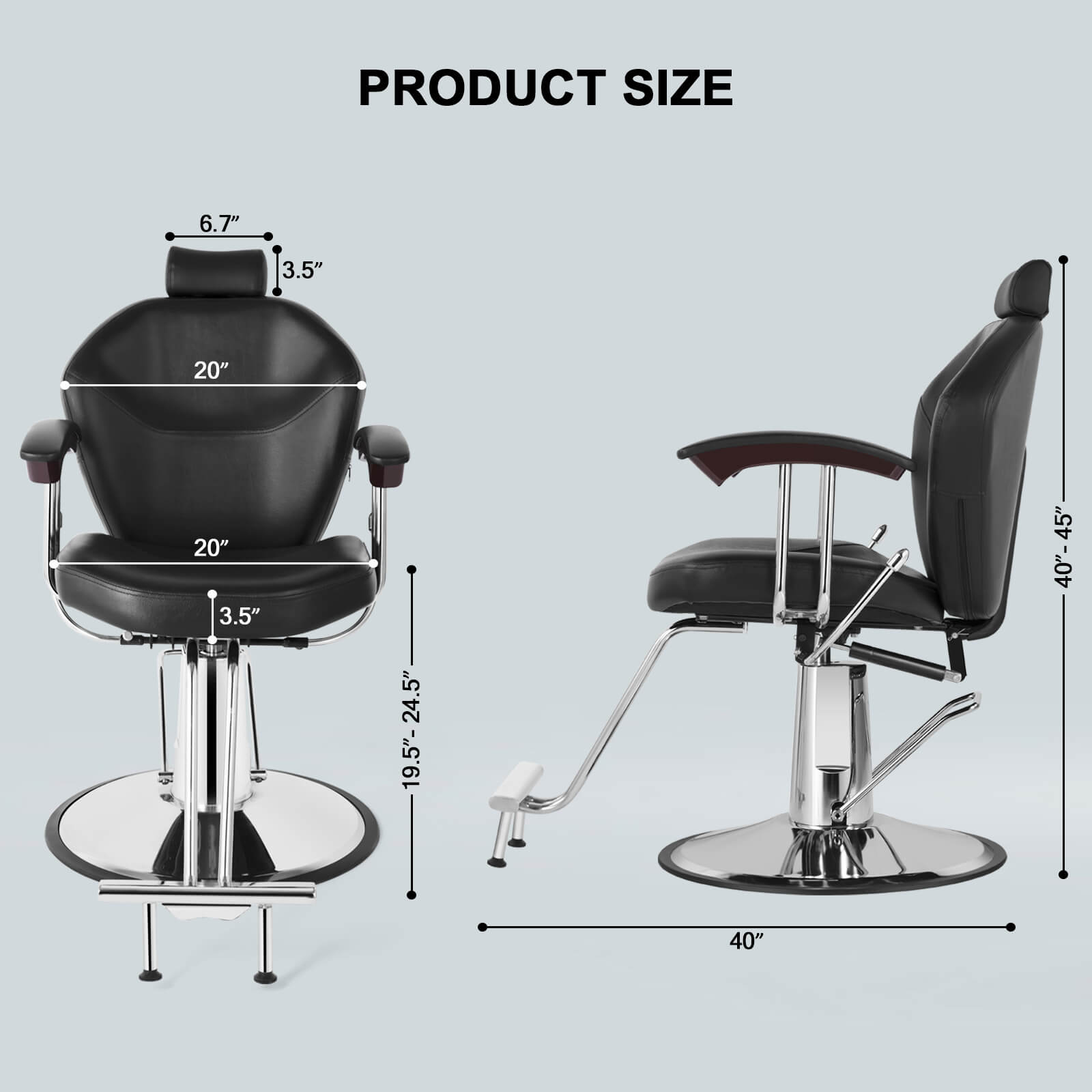 #5002 All Purpose Chairs for Barbershop Barber Chair Reclining, Both Sides Levers for Left-handed